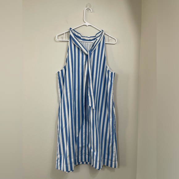 J.Crew Blue and White Striped Cotton Work Summer SunDress Dress Size 12 - Picture 7 of 15